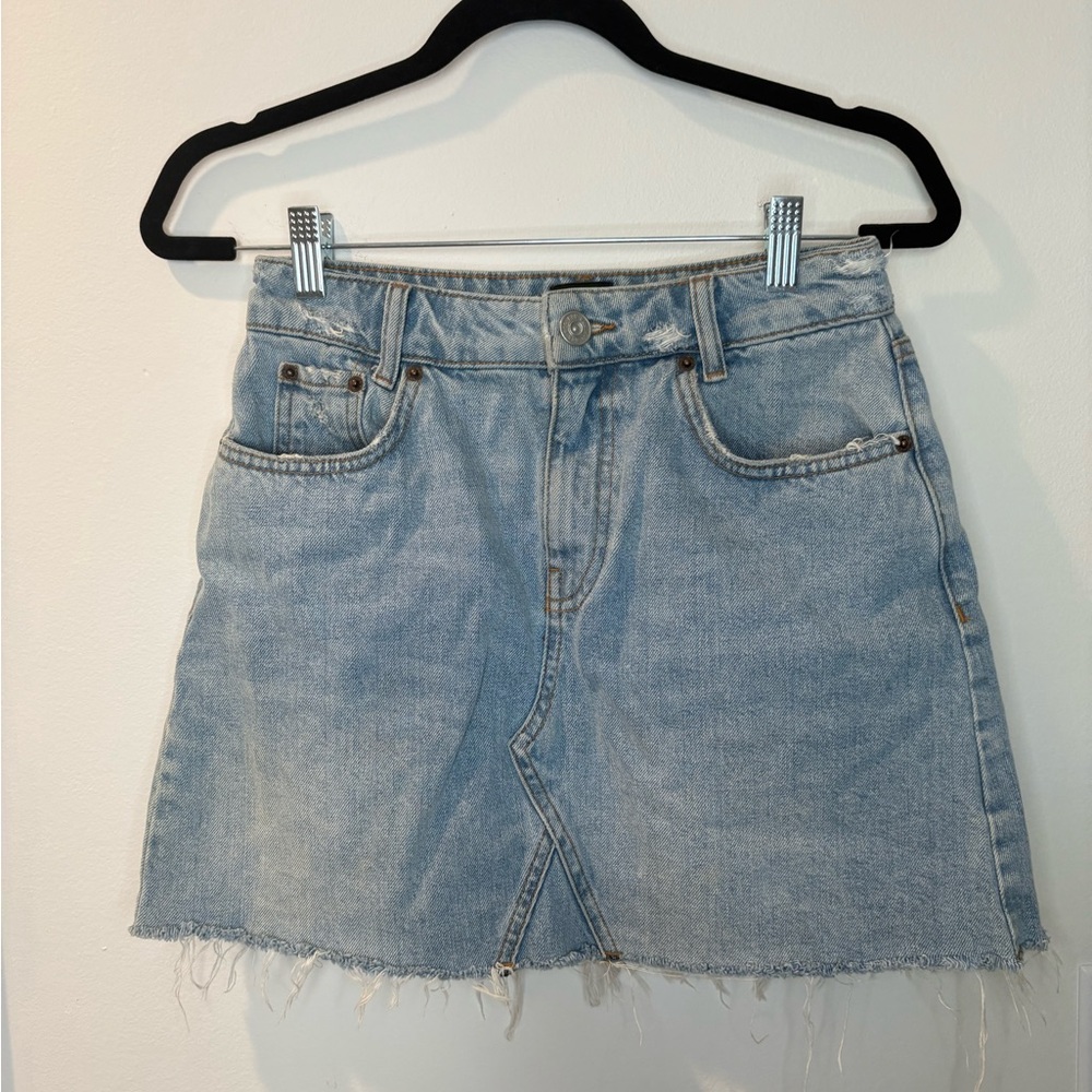 BDG Light Blue Distressed Denim Mini Skirt #112